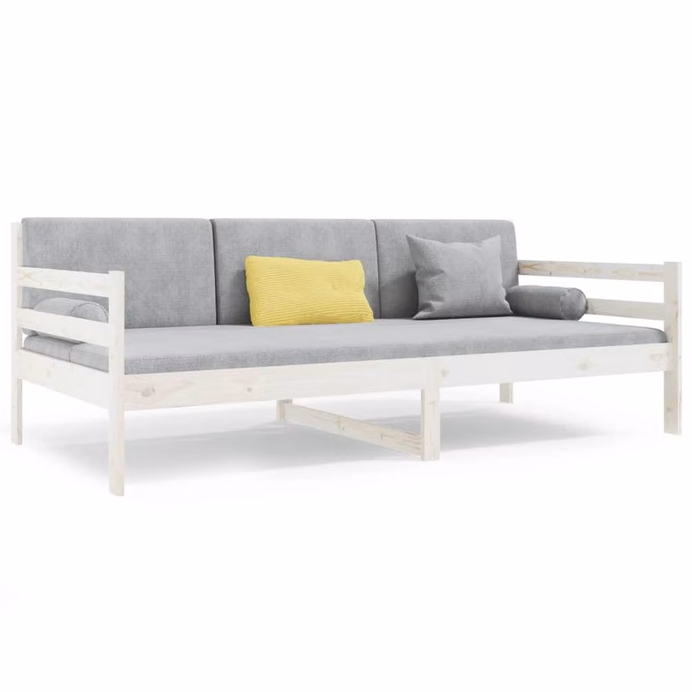 Berkfield Home White Lacquered Solid Pine Wood Day Bed W/D/H: 80 x 200 cm – 2