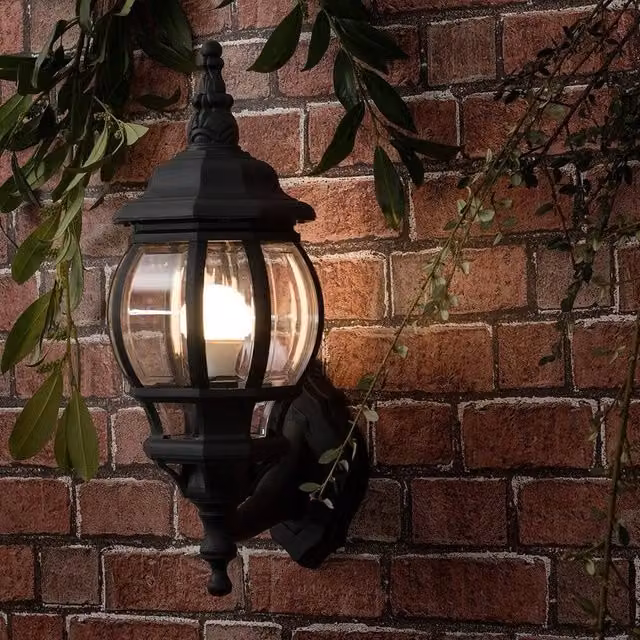 SPETLEK Black Outdoor LED Wall Lantern with Transparent Glass, IP44 Rated – 1