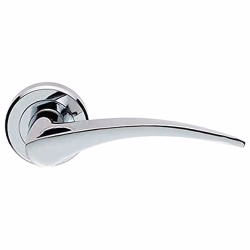 Loops Pair of Arched Tapered Door Handles with Round Rose in Polished Chrome with Concealed Fixings