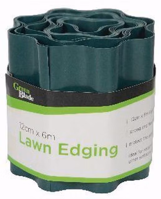 Green Blade Flexible Plastic Lawn Edging, Green, H: 12 cm x L: 6 m