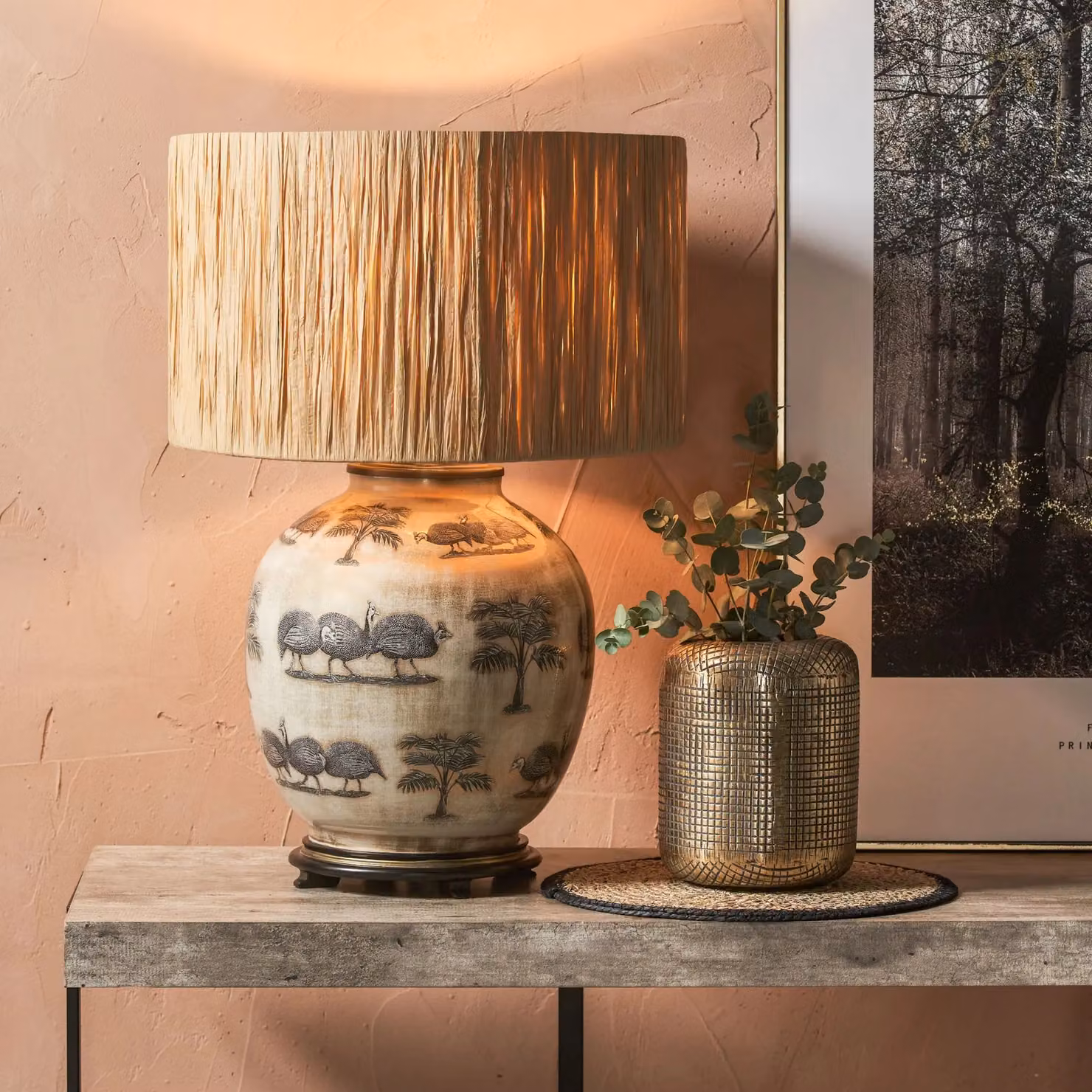Ruma Beige Natural Raffia Cylinder Lampshade for Table and Floor Lamps, Diameter: 40.64 cm – 2