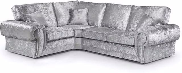 Furnishings For Less UK Chelsea Large 4 Seater Corner Sofa in Silver Crushed Velvet