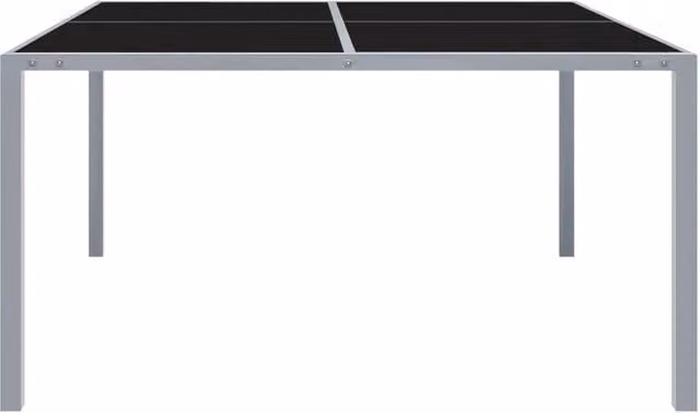 Berkfield Home Modern Square Garden Table in Grey Powder Coated Steel and Glass, W/D/H: 130 x 130 x 72 cm