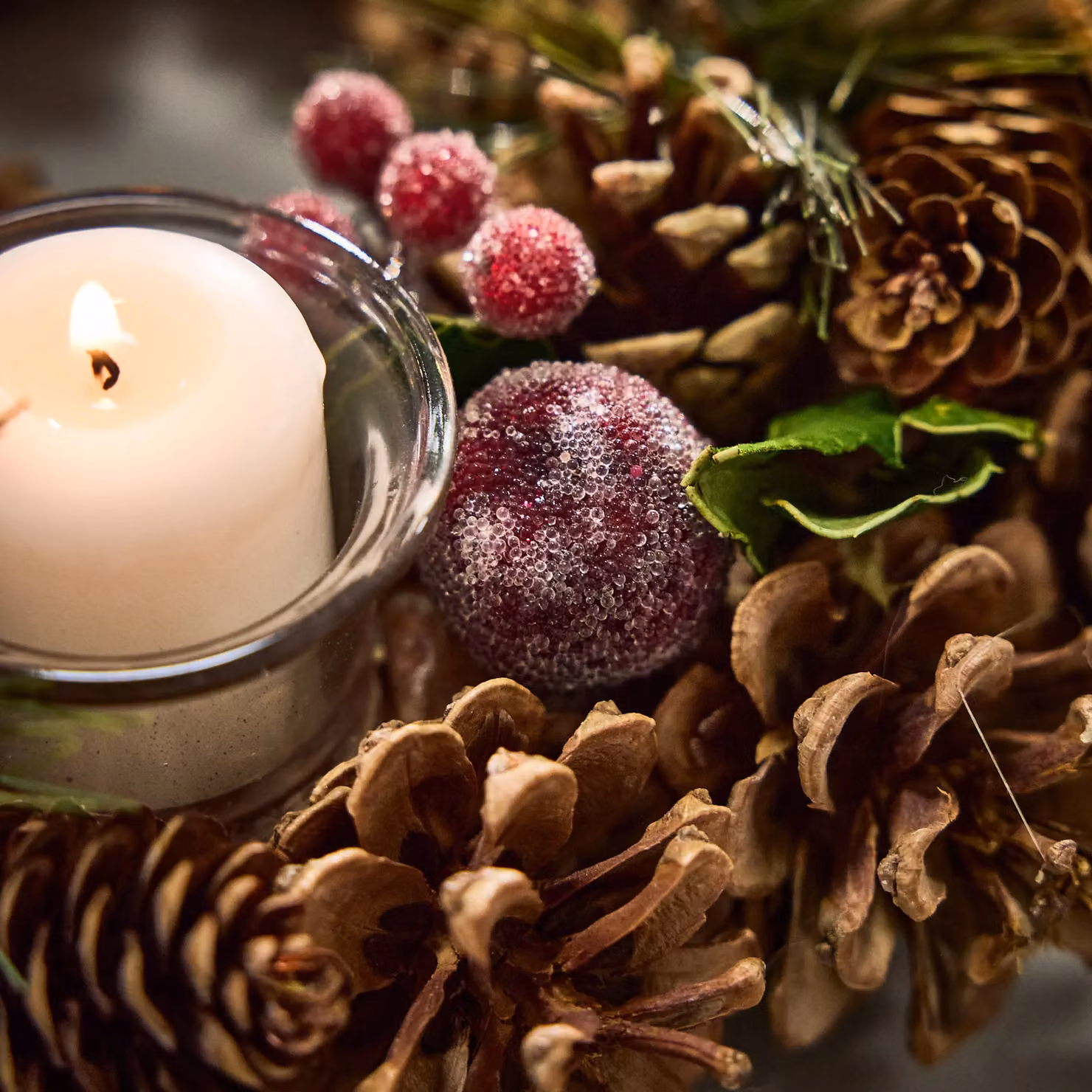 Dibor Citrus Spice Round Table Centrepiece Christmas Tealight Holder, Brown, Diameter: 30 cm – 5