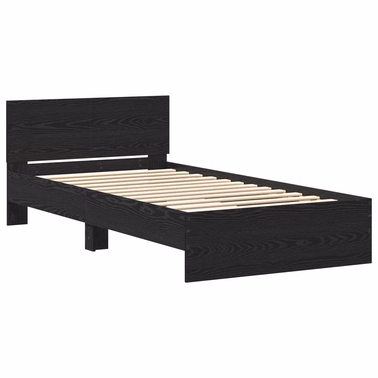 Berkfield Home Bed Frame with Headboard in Black Oak, W/D/H: 100 x 200 x 31 cm – 2