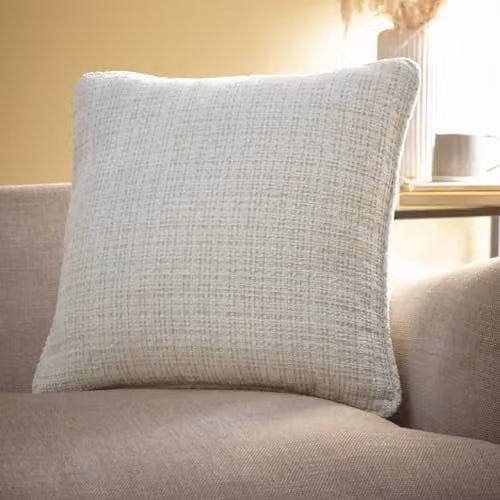 Appletree Alba Textured Chenille Square Cushion in White or Beige, W/D/H: 43 x 43 x 43 cm