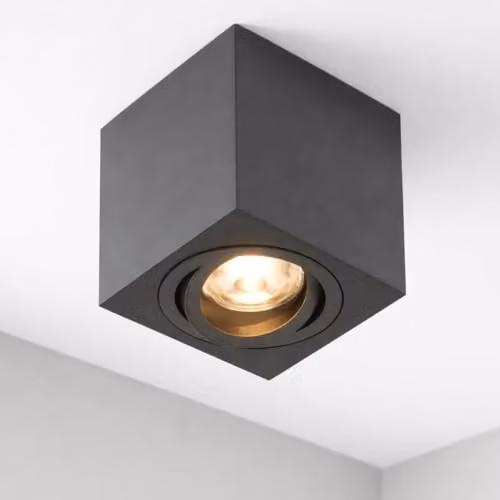 CGC Lighting Modern Black Square Surface Mount Adjustable Tilt GU10 Ceiling Spotlight – 1