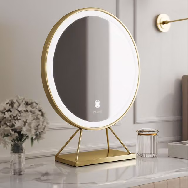 CARME Gold Large Frame Touch Sensor LED Makeup Mirror with Lights