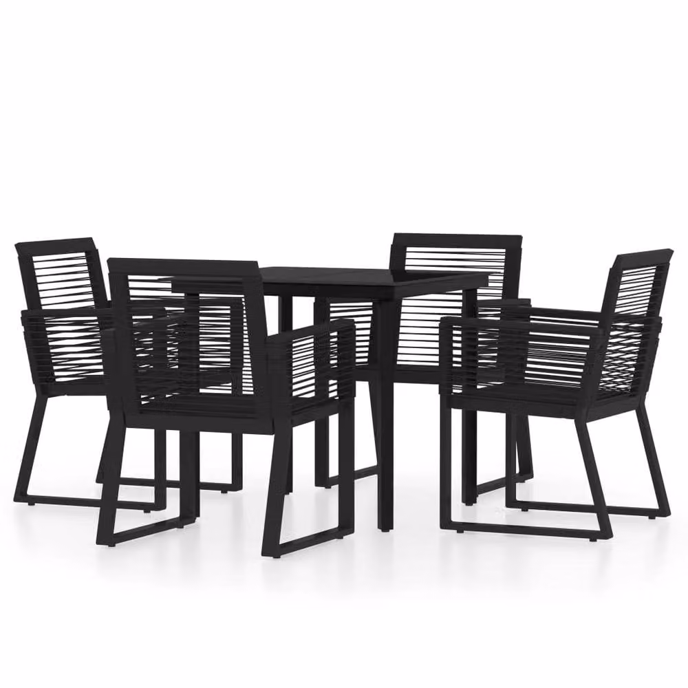 Berkfield Home 5 Piece Modern Garden Dining Set in Black – 2