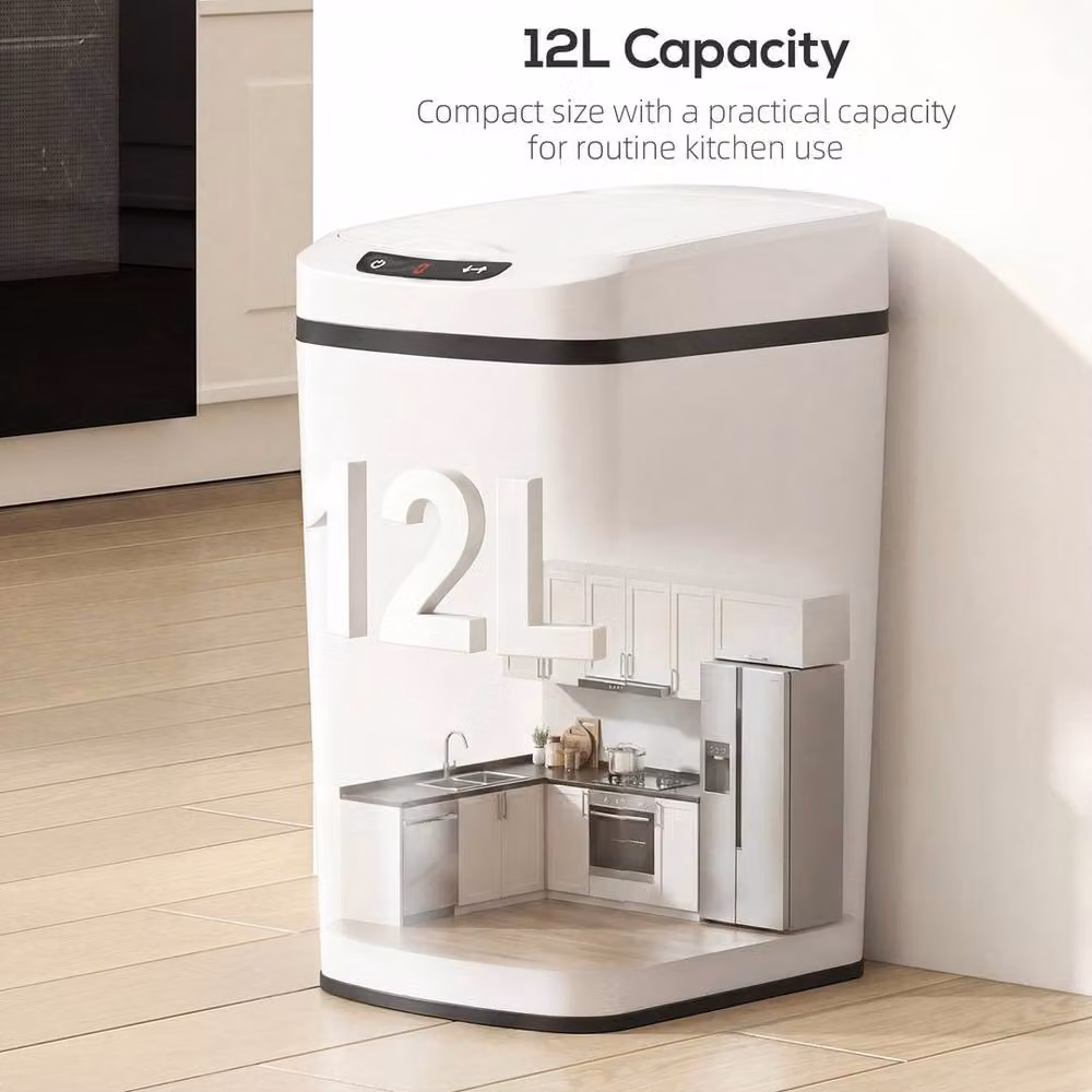 KORVIXA White Automatic Touchless Motion Sensor Kitchen Bin – 2