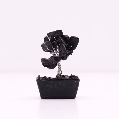 Thunder Tribes KDMD Mini Crystal Energy Tree with Black Agate Gemstones and Orgonite Wood Base – 1