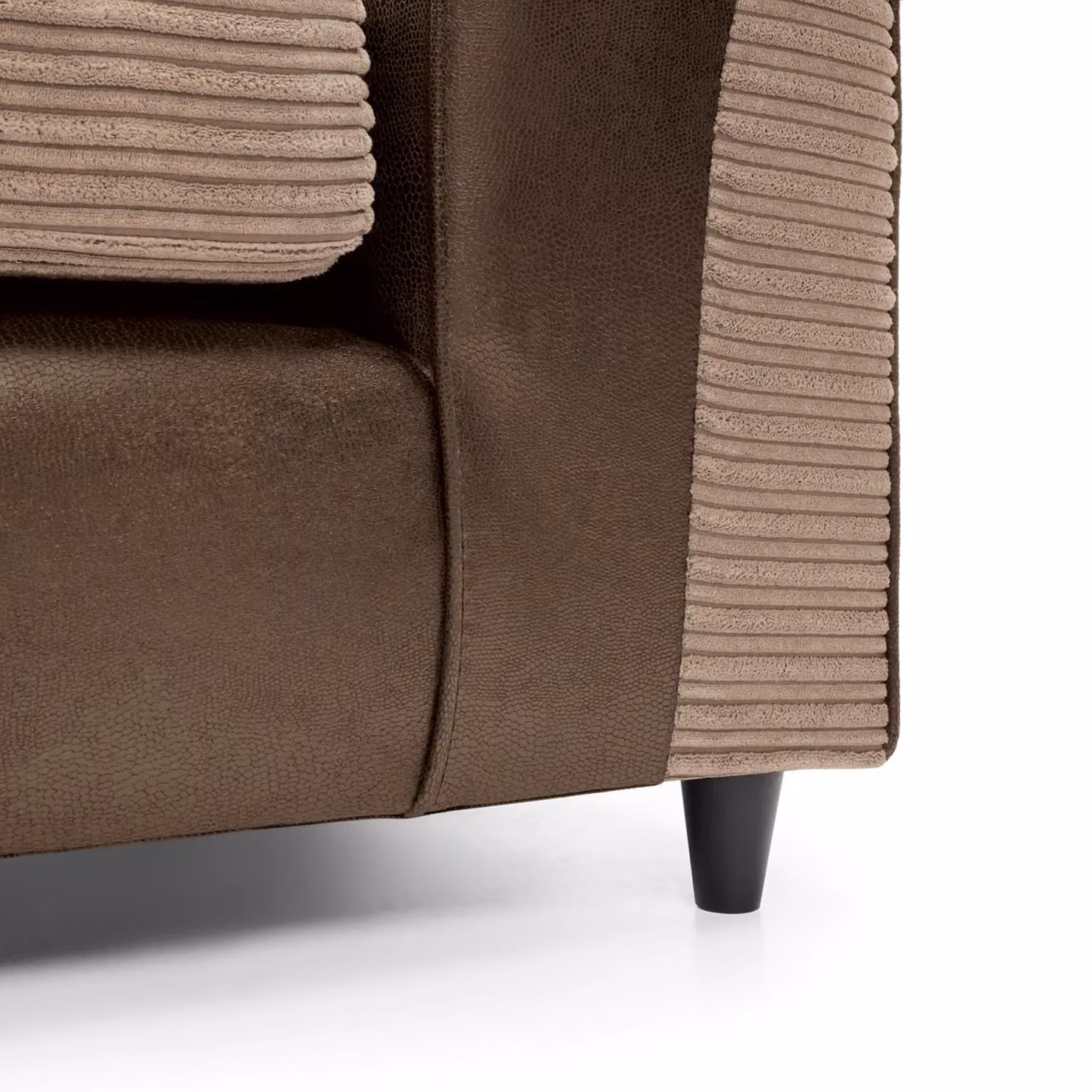 Abakus Direct Harvey Left Facing L-Shape Corner Sofa in Brown and Beige Jumbo Cord Fabric – 6