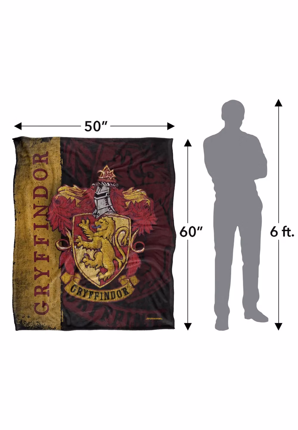 Warner Brothers Harry Potter Gryffindor House Crest Fleece Blanket, W/D: 152 x 127 cm, White/Multicolour – 8