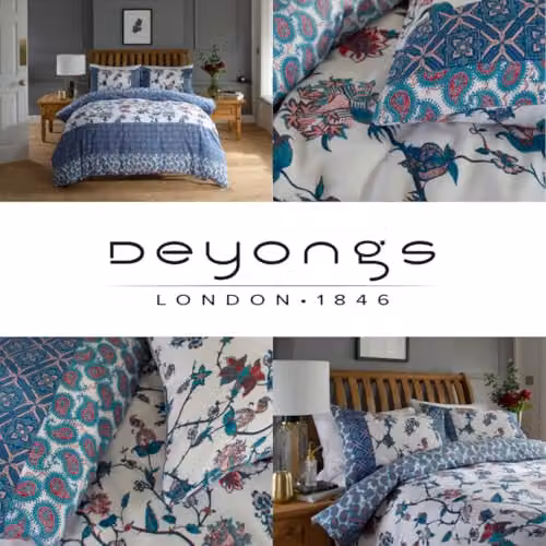 Deyongs Jacobean Reversible Blue Floral Duvet Set with Pillowcases, 100% Polycotton – 4