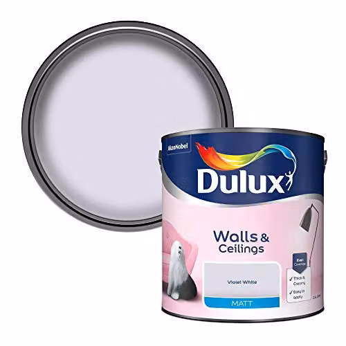 Dulux Matt Emulsion Water Based Paint for Walls and Ceilings in Purple and White, 2.5 l – 1