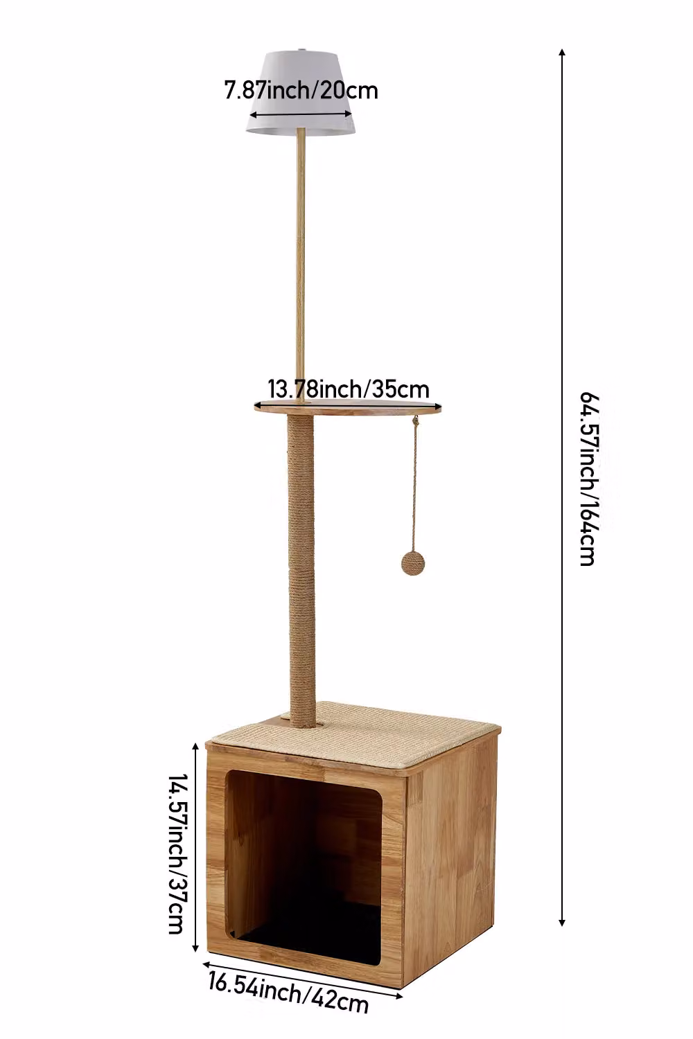 H&O Direct 2-in-1 Cat Climbing Frame and Floor Lamp in Natural Wood and White – 3