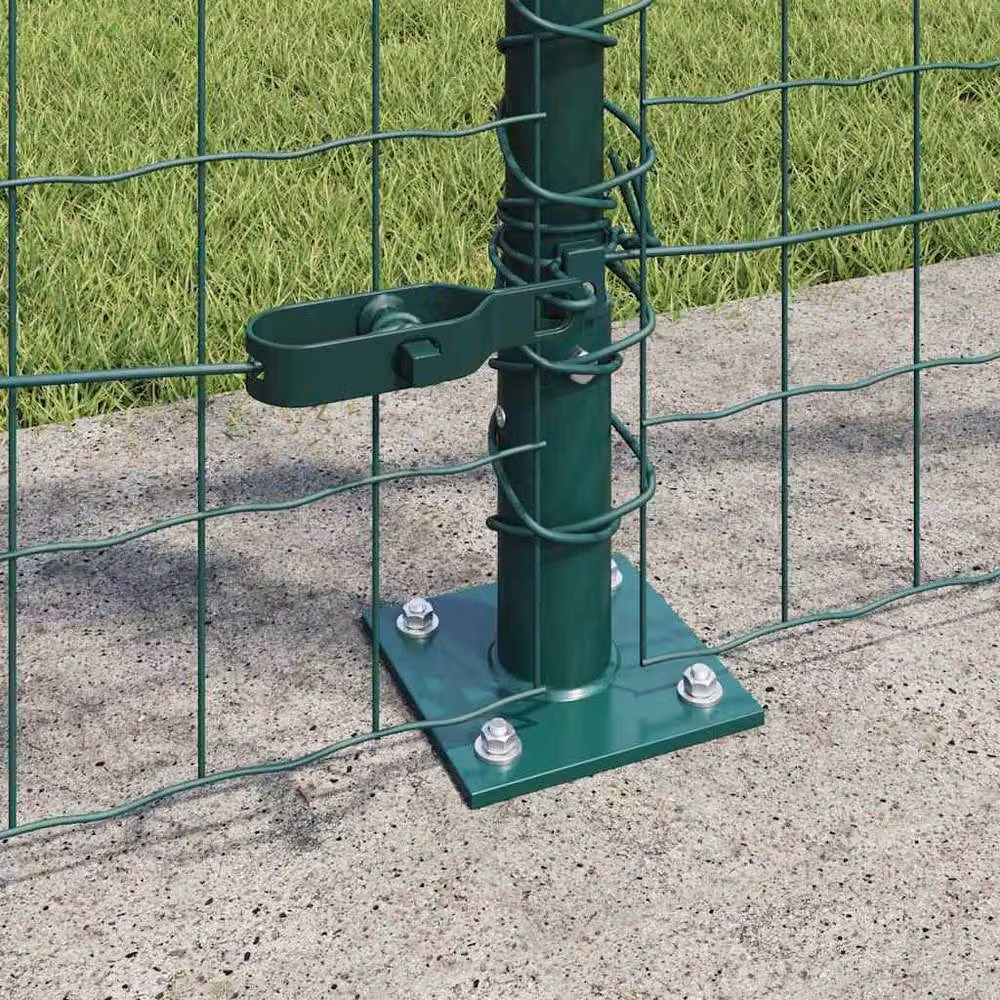 Berkfield Home Euro Fence with 7 Flanged Posts, Galvanised Steel, Green, 0.8 x 10 m – 3