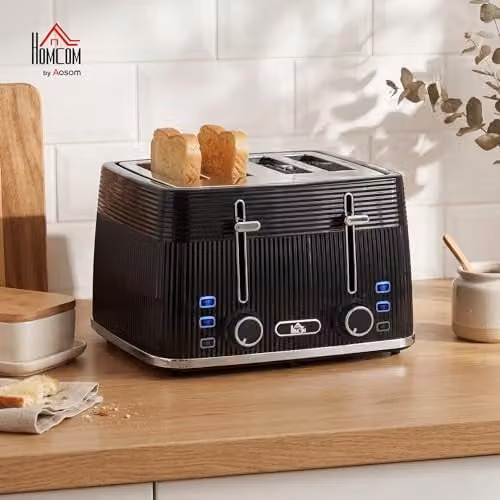 HOMCOM 4 Slice Toaster with 7 Browning Levels and Overheat Protection, Black – 2