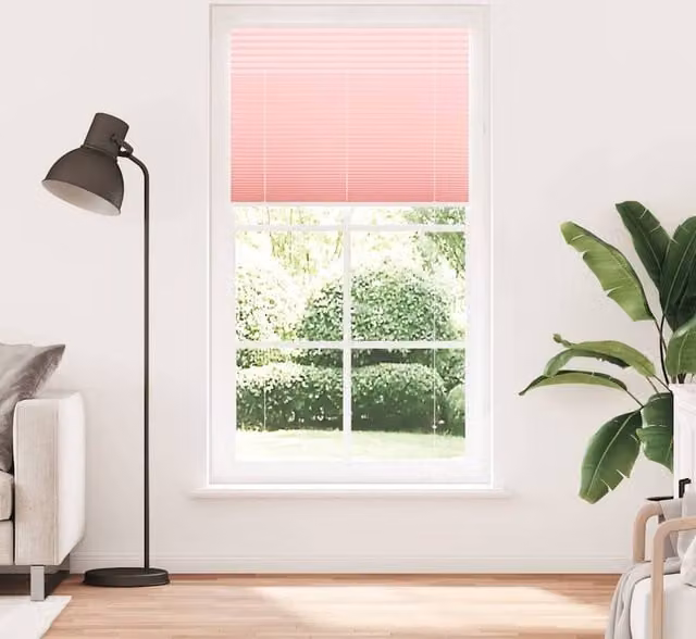 Berkfield Home Pink Single Pleat Polyester Semi-Transparent Corded Blind, W: 105 cm, H: 200 cm