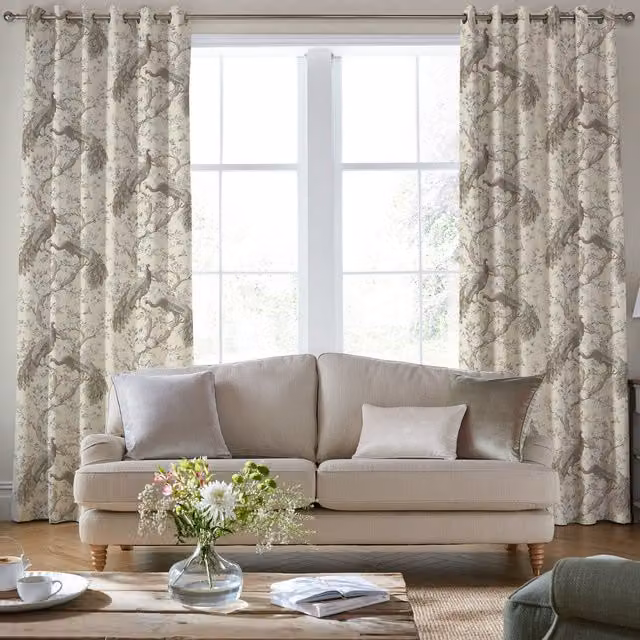 Laura Ashley Belvedere Made To Measure Blackout Eyelet Curtains in Truffle