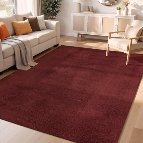 Desire Rugs Red Plain Modern Non-Slip Washable Living Room Area Rug, W: 160 cm, L: 220 cm – 1