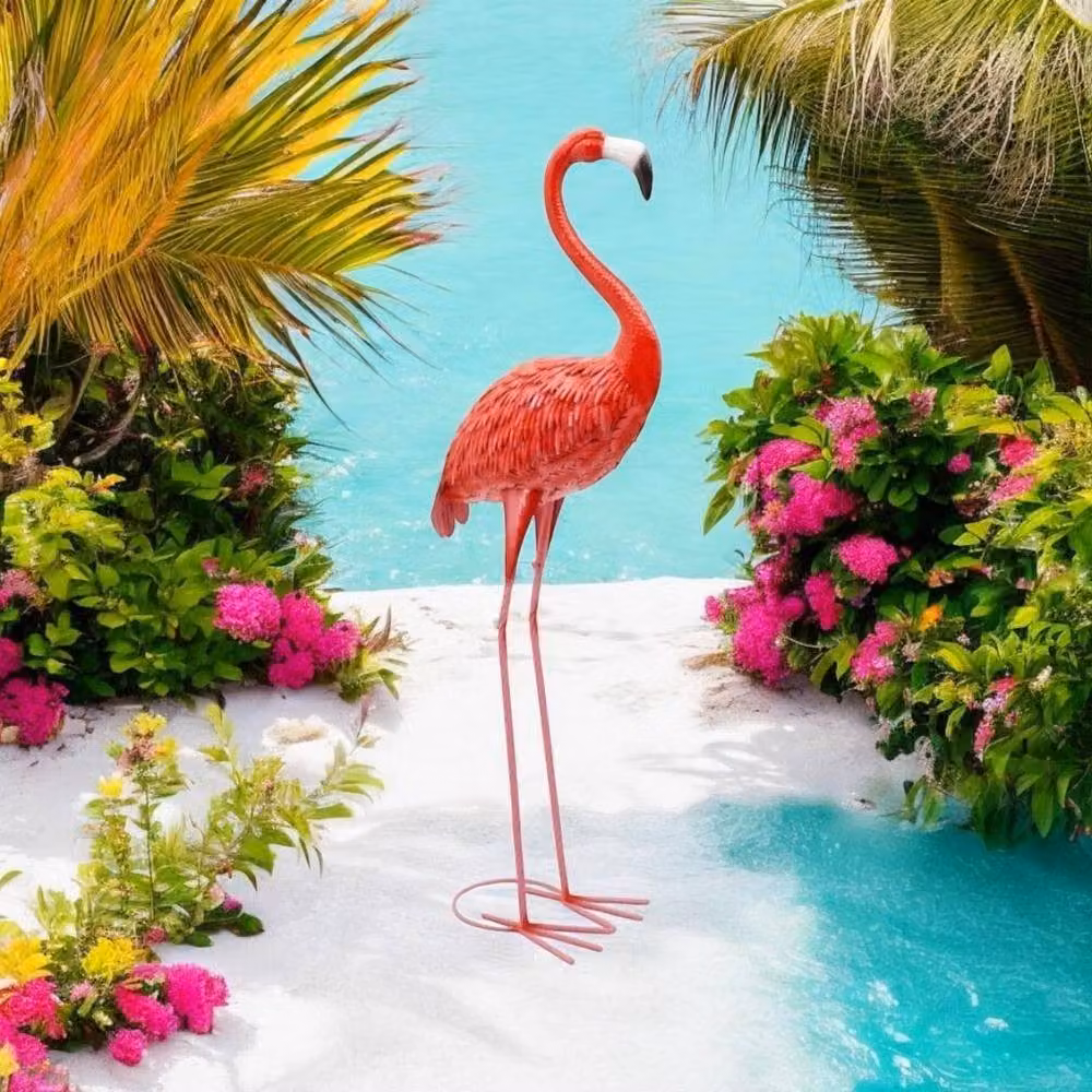 Minster Flamingo Metal Garden Ornament, Pink, W: 50 cm, H: 150 cm, D: 30 cm – 2