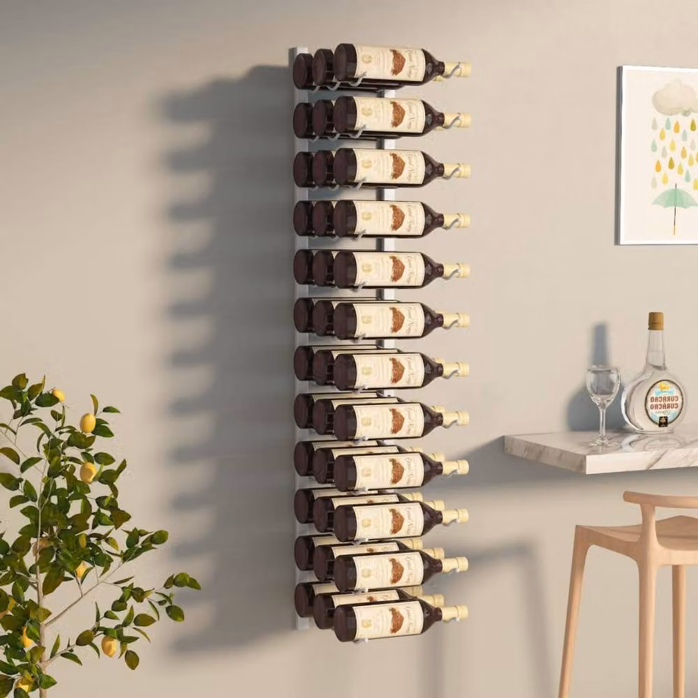 Berkfield Home Wall Mounted White Metal Wine Rack for 36 Bottles – 2