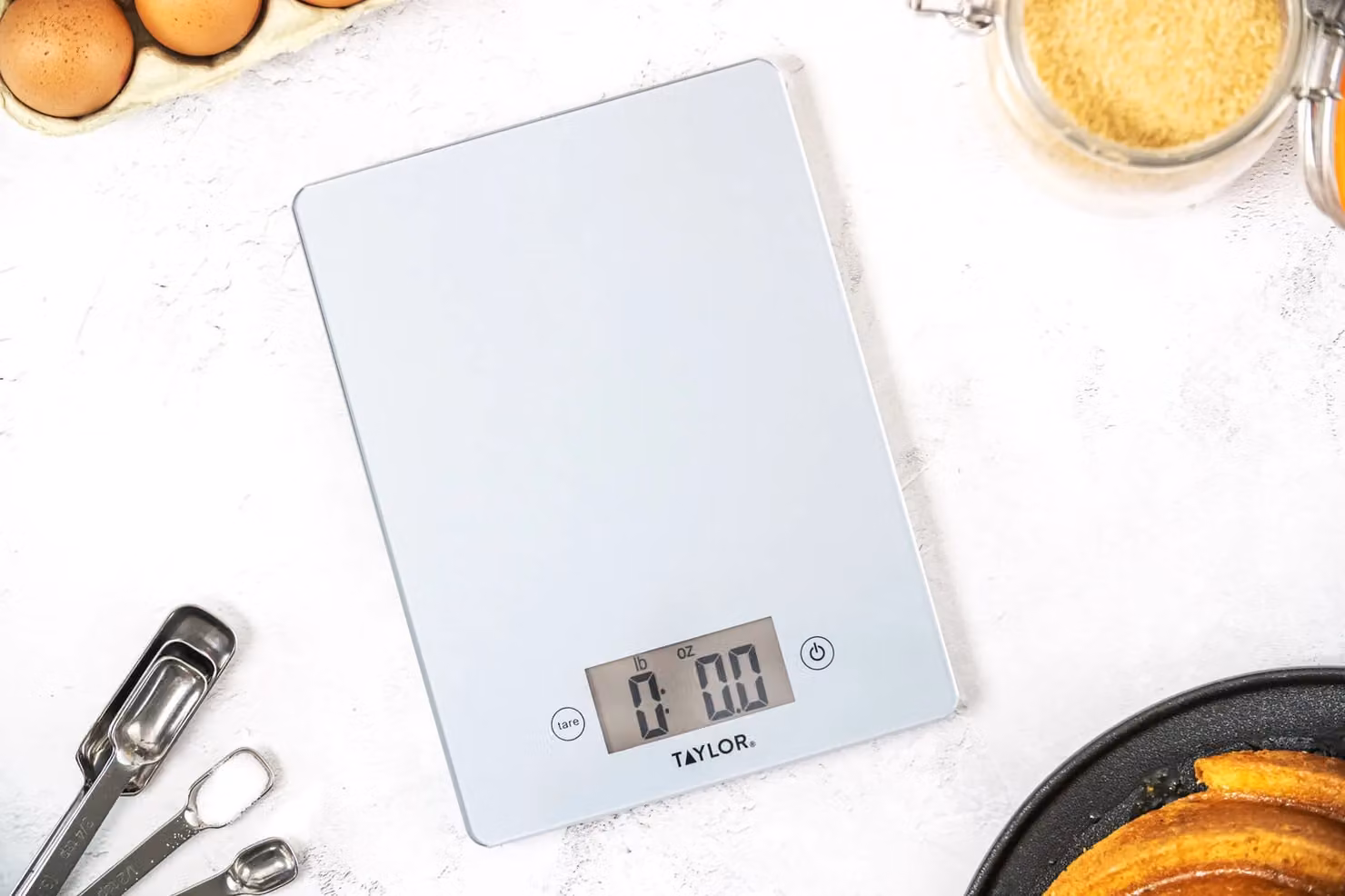 Taylor Digital Glass Kitchen Scales with Tare Function and Unit Conversion, Grey/Silver, 5 kg Capacity – 4