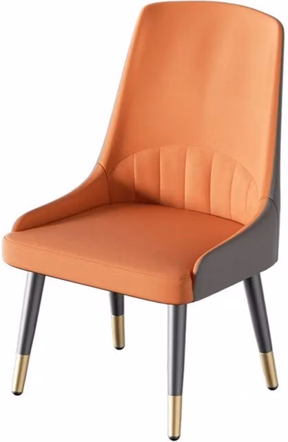 Nordara Orange Minimalist Leather Dining Chairs, Set of 2 – 1