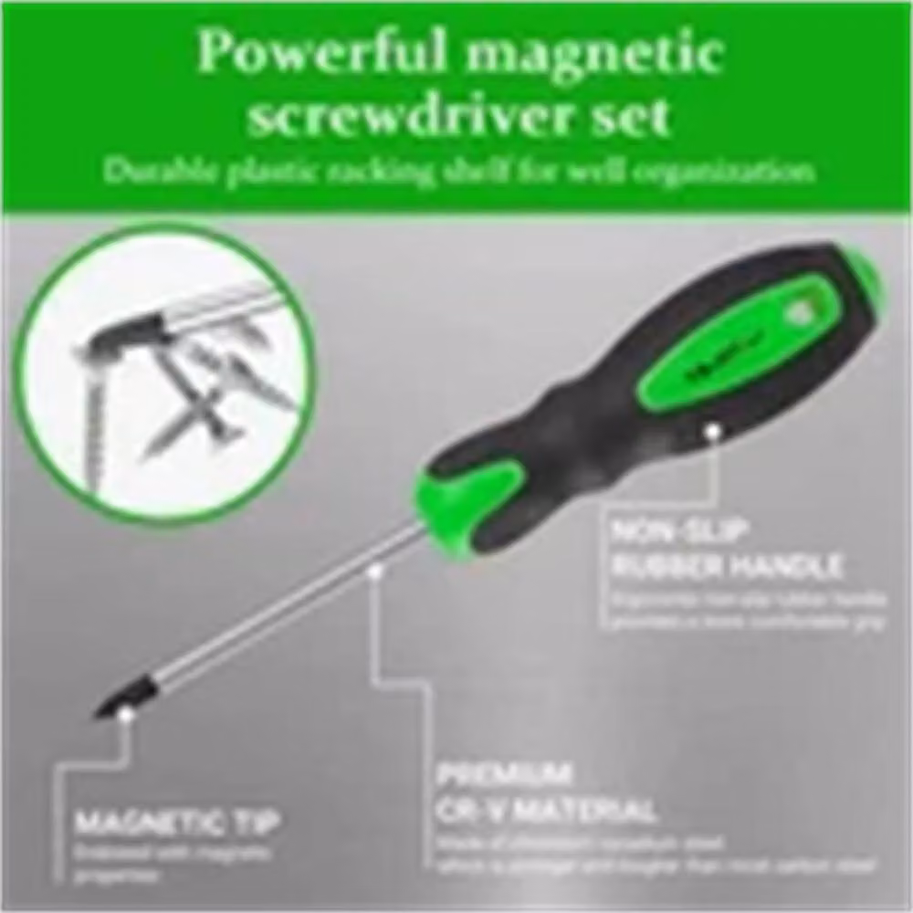 Nordara Premium Magnetic Screwdriver Set in Green, Size: 125 mm – 3