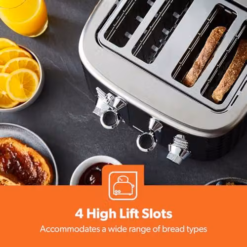 Geepas Argyle 4 Slice Toaster, 1750W, Black – 3