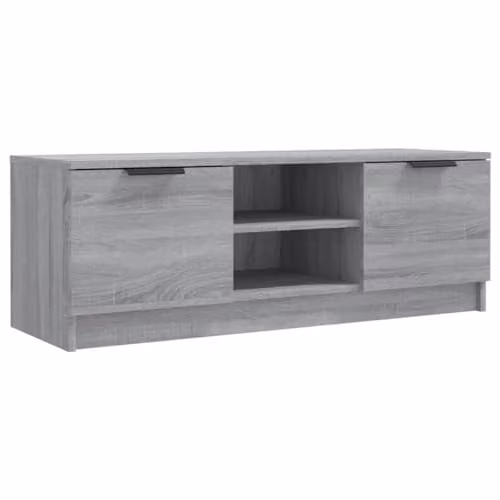 vidaXL Modern Grey Sonoma TV Cabinet and Media Sideboard in Engineered Wood, W: 102.0 cm, D: 35.0 cm, H: 36.5 cm