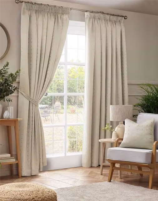 Terrys Luxury Living Beige Pencil Pleat Curtains, Width: 168 cm, Drop: 229 cm
