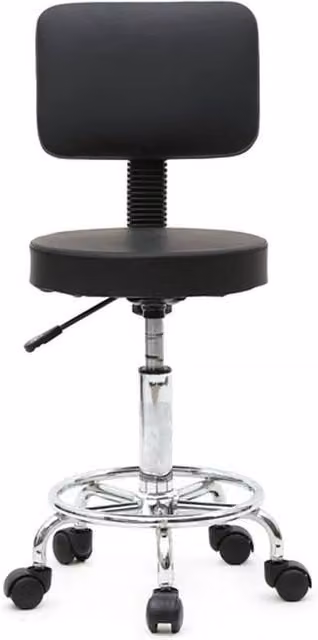 KORVIXA Adjustable Swivel Salon Bar Stool with Backrest in Black – 1