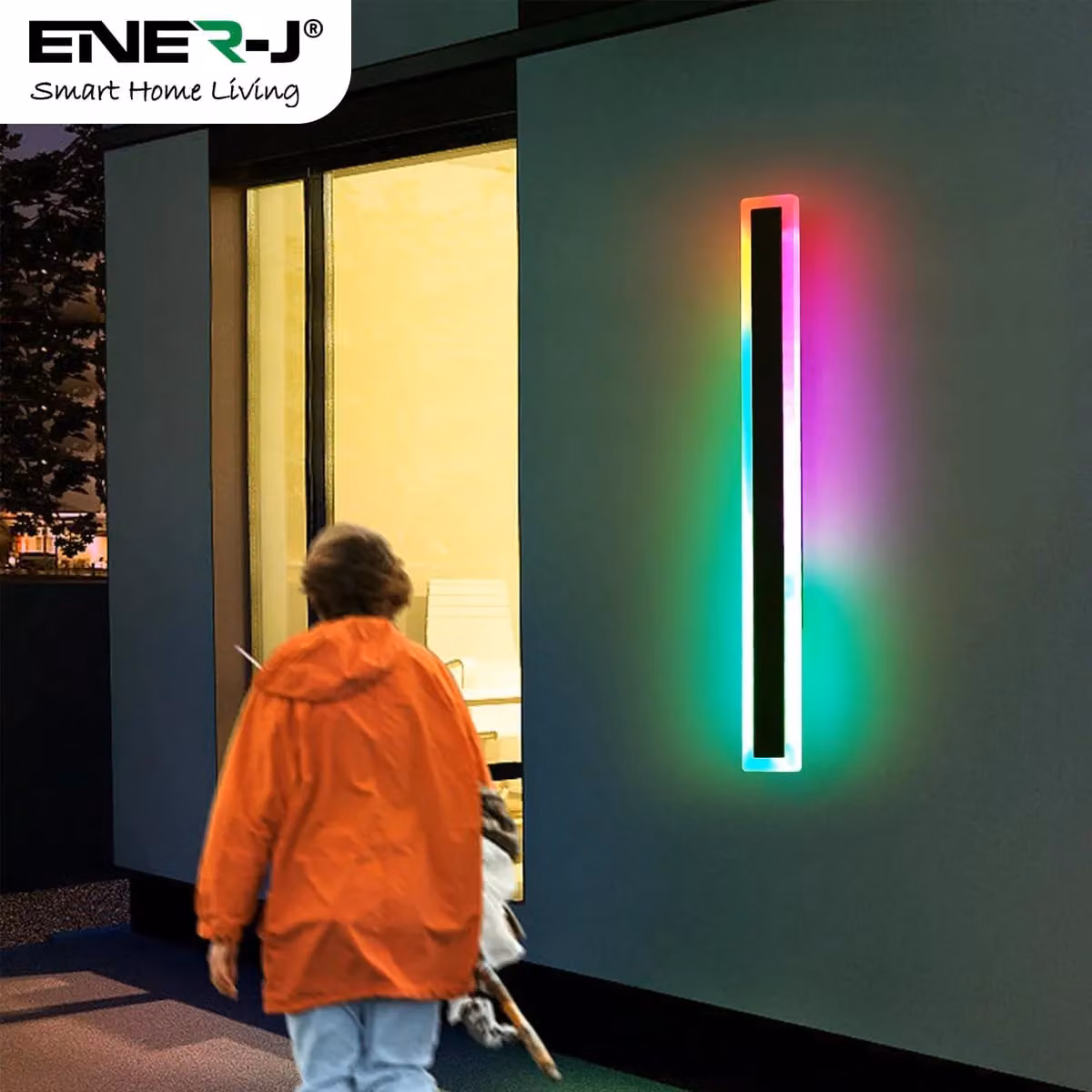 ENER-J RGB LED Outdoor Wall Light, Black, 120 cm, 24W, IP65 – 3