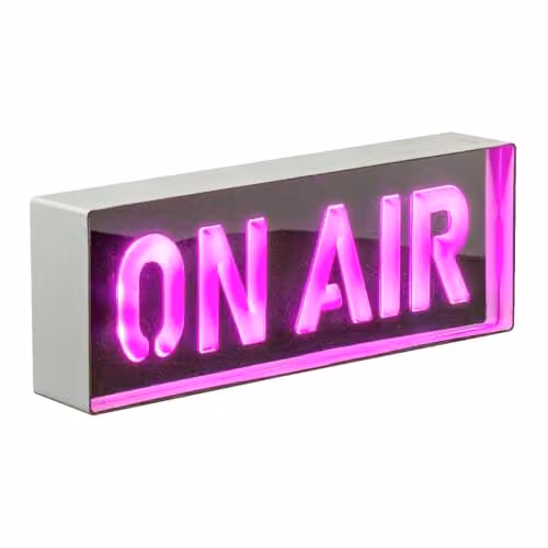 Global Gizmos 51519 On Air Neon Sign Pink LED Acrylic Box Light with Mirrored Finish, W/D/H: 23.0 x 23.0 x 8.0 cm