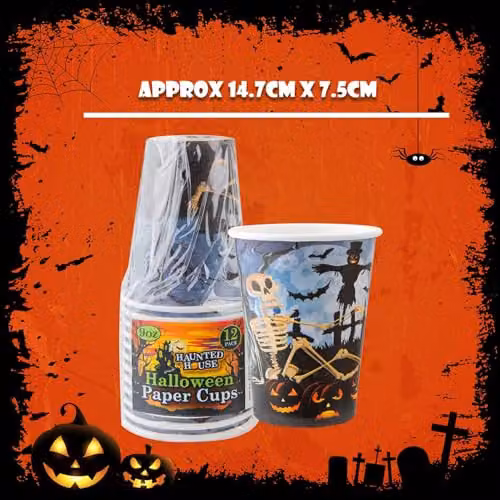 VFM e-Store Halloween Paper Cups, 12 Pack, Multicolour, 9oz – 3
