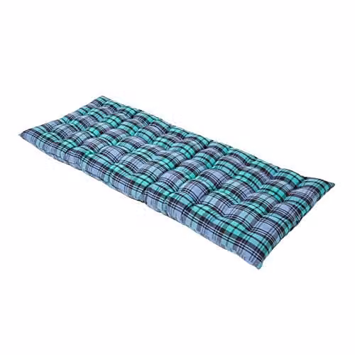 Homescapes Green Tartan 2 Seater Garden Bench Cushion, W: 108 cm, D: 42 cm – 1