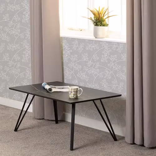 Seconique Marlow Modern Rectangular Coffee Table in Black and White, W/D/H: 100 x 50 x 45 cm – 2