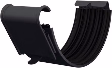 Lindab Half Round Steel Gutter Union in Matte Black, 125mm