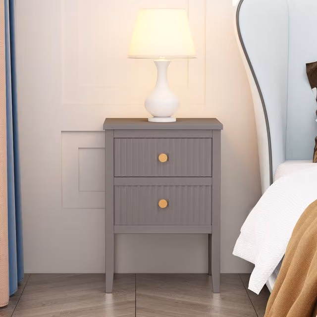 Cabinet Bits Bellaria 2 Drawer Bedside Table in Grey