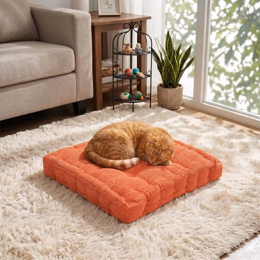 EONLION Orange Corduroy Square Dining Chair Seat Pads with Removable Cover, W: 120 cm, D: 90 cm – 3