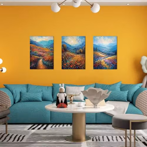 Simpa 3 Panel Canvas Wall Art in Multicolour Landscape Nature Design, W/D/H: 60 x 40 x 2 cm – 3