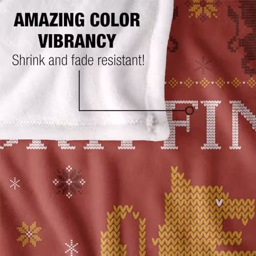 LOGOVISION Harry Potter Gryffindor Ugly Christmas Sweater Throw Blanket, Multicolour and White, W: 152 cm, D: 127 cm – 3