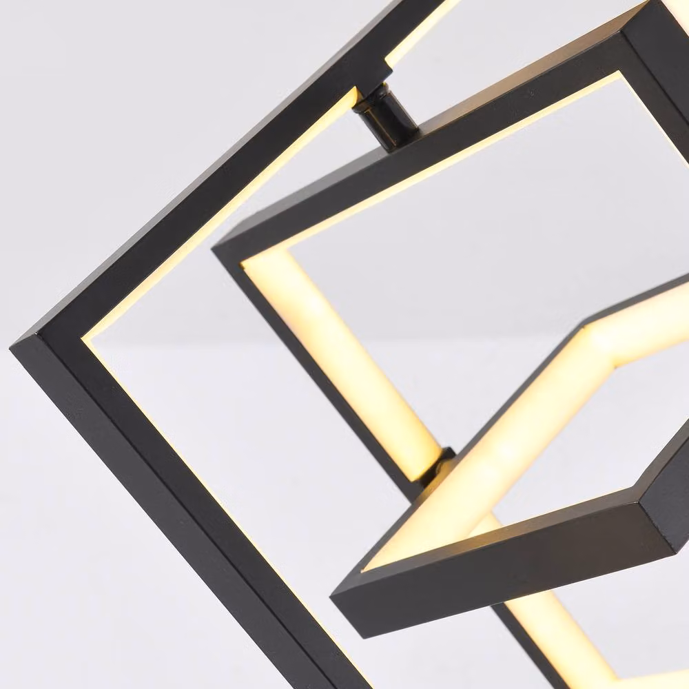 NIVOR Modern Black LED Ceiling Light, Dimmable 36W Square Flush Mount Lamp for Hallways – 4