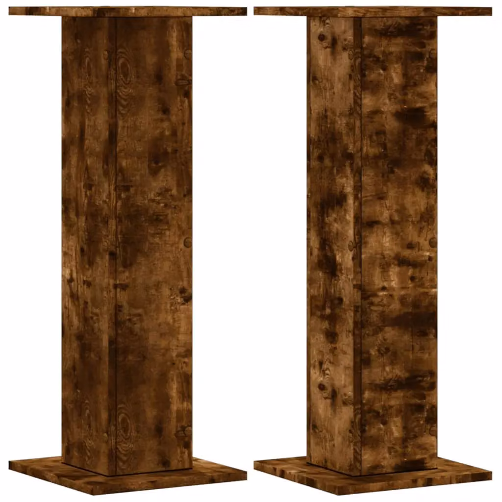 Berkfield Home Set of 2 Smoked Oak Plant Stands in Brown, W/D/H: 30 x 30 x 80 cm – 2