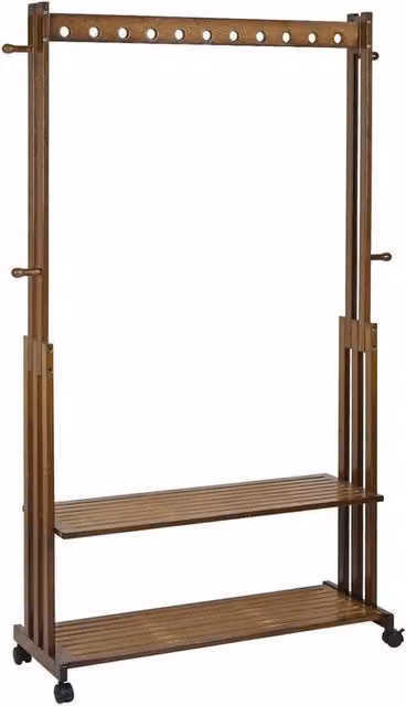 ERGOVEXA Vintage Clothes Rail with 2 Tier Shoe Storage Shelf in Brown