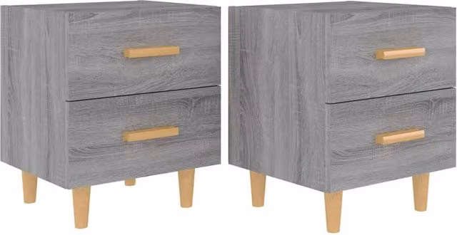 Berkfield Home Bed Cabinets, 2 Piece, Grey Sonoma, W/D/H: 40 x 35 x 47.5 cm