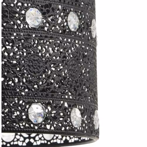 Happy Homewares Moroccan Style Chandelier Pendant Light Shade in Black and Transparent with Clear Beads, Diameter: 24 cm – 2