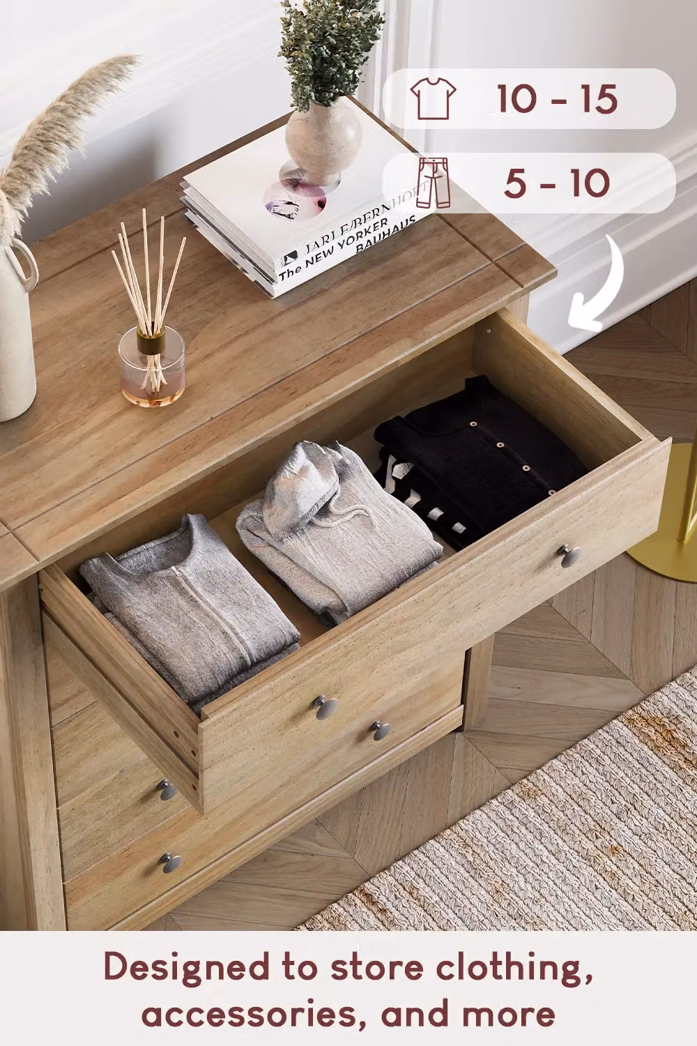 Vida Designs Panama Solid Pine 5 Drawer Chest in Brown – 3